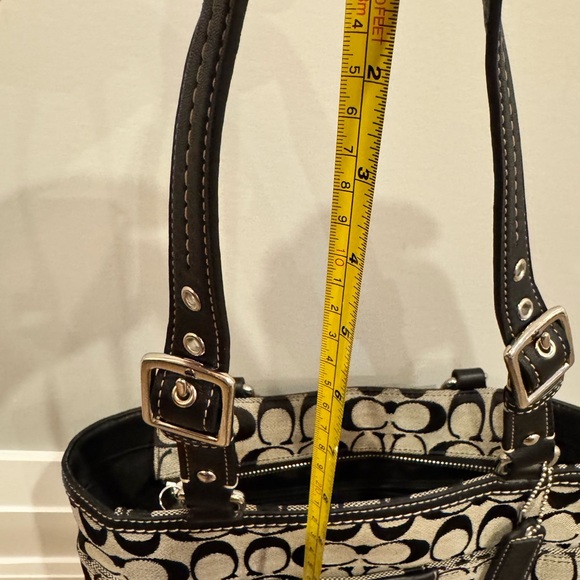 Coach Black & Grey Signature Canvas Tote with Leather Trim - Picture 10 of 10
